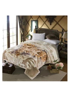 اشتري COMFY 2PLY SOFT & FLUFFY FLORAL KOREAN CLOUDY BLANKET CREAM في الامارات