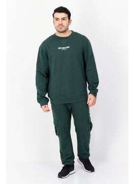 اشتري Men 2 Piece Set Printed Logo Sweatshirt And Jogger Pants, Green في الامارات