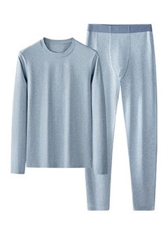 Buy Mens Long Johns Cotton And Thermal Underwear Set 2 Piece Cold Weather Base Layer Set for Men Dusty Blue in Saudi Arabia