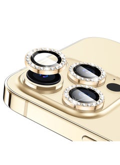 Buy Glittering Diamond Camera Lens Protector Protective Phone Accessories for iPhone 15 Pro Max/15 Pro (Gold) in Egypt