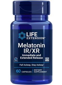 اشتري Life Extension Melatonin IR/XR - Immediate & Extended-Release Melatonin - 7 Hours Support - For Uninterrupted Sleep Patterns, Stay Asleep All Night Long - Non-GMO, Gluten-Free 60 Capsules في الامارات