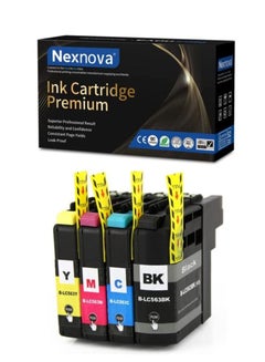 اشتري Ink Cartridge LC563 for Brother ink Set 4-Pack Black Cyan Magenta Yellow for Brother MFC-J2310/J2510/J3520/J3720 Brand: Nexnova في الامارات
