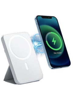 اشتري Wireless Power Bank Fast Charging Magnetic Rechargeable Portable Charger Battery,Magnetic Battery,5000mAh Foldable Magnetic Wireless Portable Charger for iPhone 14/13/12 Series(White) في السعودية