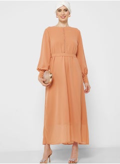 Buy Puff Sleeve Chiffon Dress in UAE