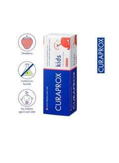 اشتري Curaprox Children's Toothpaste CS Kids Strawberry, Zero Fluoride, 60ml - Fluoride Free Strawberry Toothpaste from the first tooth SLS Free, Microplastic Free & Triclosan Free Kids Toothpaste., Clear في الامارات