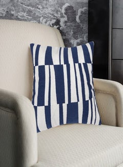Buy Decorative Embroidered Cushion Cover blue/White 45x45Cm (Without Filler) in Saudi Arabia