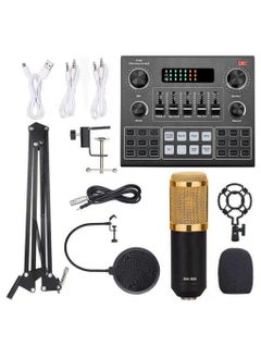 اشتري Multifunctional Live V9 Sound Card and BM800 Suspension Microphone Kit Broadcasting Condenser Microphone Set Intelligent Webcast Live Sound Card for Computers and Mobile في الامارات