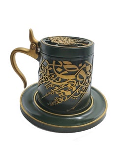 Buy Incense Burner or Oud Burner Ceramic Mug Shaped Mabkhara Dark Green in Saudi Arabia