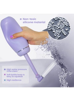 Buy ZEY LUXE Portable Bidet for Travel - Peri Bottle for Postpartum Care - Handheld Sprayer for Women & Men - Large Personal Hygiene Cleaning Bottle - 380ml - White/Purple in UAE