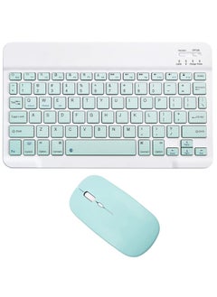 اشتري Ultra-Slim Bluetooth Keyboard and Mouse Combo Rechargeable Portable Wireless Keyboard Mouse Set for Apple iPad iPhone and Above Samsung Tablet Phone Smartphone Android Windows (White في السعودية