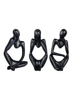 اشتري Thinker Statue Abstract Sculpture Desktop Decorative Resin Statues Art 3-Pieces Set Black في الامارات