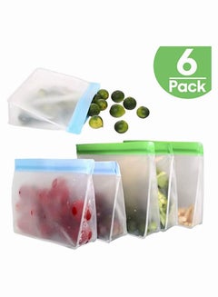 اشتري KASTWAVE Reusable Snack Bags Food Bags Food Storage Bags Ziplock Bags BPA Free Flat Freezer Bags Sandwich Bags Leakproof Freezer Bags, Resealable Lunch Bag for Meat Fruit Veggies 3 Green 3 Blue في السعودية