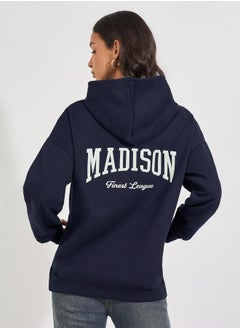 Buy Oversized Longline  Slogan Hoodie in Saudi Arabia