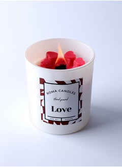 Buy Love - Amber & Fresh flowers Scented Candle 200 ml, Wooden Wick, Aroma Hand Poured  Natural candle - Roma Candles - Floral and Amber oud - Last longing frosted glass Jar candle with lid Home decor in UAE