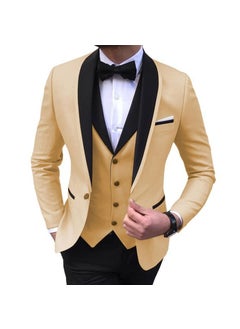 Buy Mens Slim Fit Suit Wedding Fashion Set Light yellow in Saudi Arabia