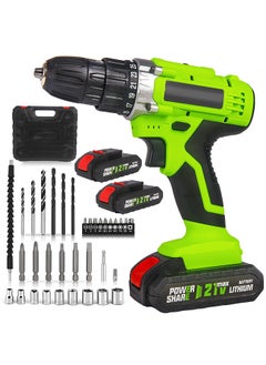 اشتري 21V Cordless Drill,Power Drill Set with 2 Batteries and Charger,Multifunctional Rechargeable Handheld Electric Screwdriver Electric Drill Drivers Built-in LED,with 2-Speed,25 Torque Setting في السعودية