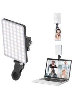 Buy 60 LED High Power Rechargeable Clip Fill Video Light with Front & Back Clip Adjusted 3 Light Modes for Phone iphone Android iPad Laptop for Makeup TikTok Selfie Vlog Video Conference in UAE