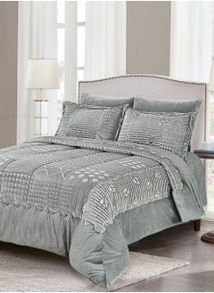 Buy Master Home Textile Velvet Comforter Sets, 4 Pcs Queen Size, Fits 160 x 200 cm Queen Size Bed, Soft, Warm in Saudi Arabia