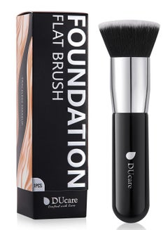 Buy DUcare Kabuki Foundation Brush for Liquid Makeup Flat Top Professional Stick Buffing Blending Mineral Powder Large Makeup Face Brush, Black in UAE