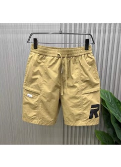 Buy 2024 Summer Mens Cargo Shorts Casual Loose Korean Fashion Letter Print D100 khaki in Saudi Arabia