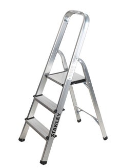 Buy STANLEY Step Ladder | 3 Steps Aluminum Ladder | Anti Slip Steps | Non-Slip Rubber Edge Guards | 150 KG Loading Capacity | EN131 Approved in UAE