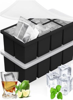 Buy Ice Cube Tray 2 Packs of Silicone Ice Cube Molds 2 Inch Square Ice Cube Tray for Juice, Water and More in UAE