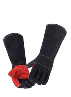 Buy SYOSI 17.7 Inches 662℉,Leather Forge Welding Gloves, Heat/Fire Resistant for BBQ,Oven,Grill,Fireplace,Tig,Mig,Baking,Furnace,Stove,Pot Holder,Animal Handling Glove(Black) in Saudi Arabia