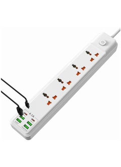 Buy Tycom Power Strip Surge Protector with USB- Extension Cord Flat Plug with Widely 5 AC Outlet and 3 USB, Small Desktop Station with 6 ft Power Cord, Compact Socket in UAE