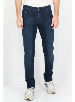 Buy Men Regular Fit Wash Stretchable Denim, Navy in UAE