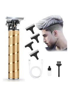 Buy Hair Clippers for Men, Cordless Clippers Electric Hair Trimmer Beard Trimmer Set, Waterproof Detail Beard Shaver, T-Blade Trimmer Grooming Cutting Kit with 4 Guide (Gold) in UAE