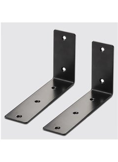 Buy Shelf Brackets 9 inch - 2pcs L Shaped 90-Degree Right Angle Heavy Duty Corner Brace Joint Brackets for Table Bench Space Saving DIY - Black in UAE