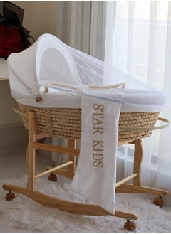 اشتري Baby Moses Basket Cradle With Rocking Stand, White في السعودية