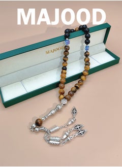 Buy Original Design/33 Natural Agate And Natural Tiger Eye Stone Prayer Beads/Tasbih/10 mm in UAE