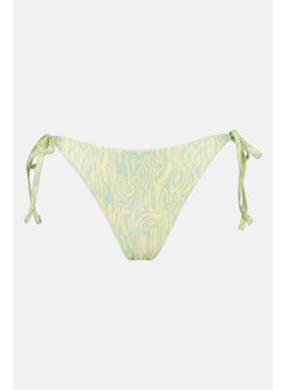 Buy Women Allover Bikini Bottom, Mint/Yellow in UAE