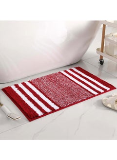 اشتري Bathroom Rugs Bath Mat 40x60cm Non-Slip Fluffy Soft Plush Microfiber Shower Carpet Rug Machine Washable Quick Dry Ultra Bath Mats for Tub Bathroom and Shower Red. في الامارات