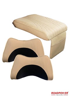 اشتري Set Of Car Armrest Cushion And Car Pillow Neck For SUV/Truck/Vehicle Beige 3pes في الامارات