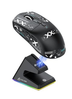 Buy X6 Lightweight Wireless Gaming Mouse with 3 Mode Wired 2.4G BT5.2 Up to 26K DPI RGB Touch Magnetic Charging Base in Saudi Arabia