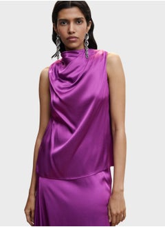 Buy Cowl Neck Satin Top in UAE