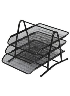 Buy 3 Tier File Tray,Black File Holder,Desk Metal Wire Mesh File Organizer for A4 Files/Magazines/Mail in Saudi Arabia