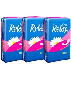 Buy Relax sanitary pads for women consisting of 20 pieces three pieces in Saudi Arabia