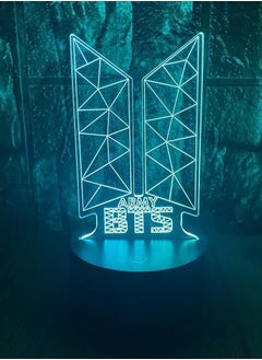 اشتري Kpop BTS Bangtan Boys 3D LED Optical Illusion Decoration Table Lamp 16 Colors Remote Control Acrylic Visual Night Light Easter Xmas Birthday Gifts for Music Lover boys girls في الامارات