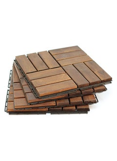 Buy Hometaste 10 Pack Wooden Floor Decking Tiles Interlocking, Waterproof, 31X31X3Cm - Perfect For Home, Office, And Garden Diy Projects in UAE