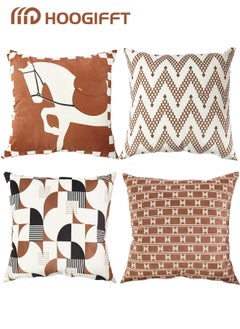 Buy Pillow Covers Set of 4, Throw Pillow Cover, Maillard style Cushion Covers 45cm x 45cm,For Living Room Sofa Couch Bed Pillowcases 18x18 inches（Double sided pattern） in Saudi Arabia