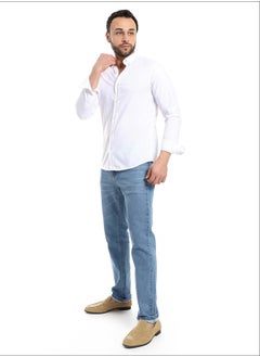 Buy Solid Cotton Full Sleeves Casual Shirt_White in Egypt