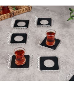 Buy Tea coaster set 6 pieces black color in Saudi Arabia