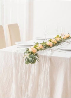 Buy Translucent Table Runner Chessian Tablecloth for Wedding Reception Bridal Shower Party Decoration Table Centerpiece 90*300CM White in Saudi Arabia