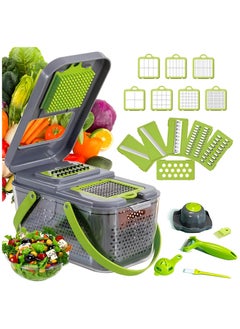 Buy DLD Vegetable Chopper, Upgraded 22 in 1 Mandoline Vegetable Slicer Dicer with 13 Stainless Steel Blades, Adjustable Slicer, Vegetable Cutter with Drain Rack... in Egypt