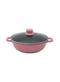 Buy PINK SAUCEPAN WITH HEAT-RESISTANT GLASS LID in Saudi Arabia