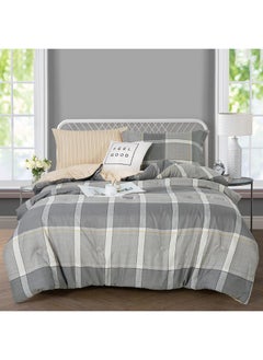 Buy Single Summer Microfiber Bedding Set- 4 Pieces -Lychee- Gray - Beige in Saudi Arabia