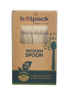 Buy Disposable Eco-Friendly Disposable Cutlery Wooden Spoon 50 Pieces in UAE